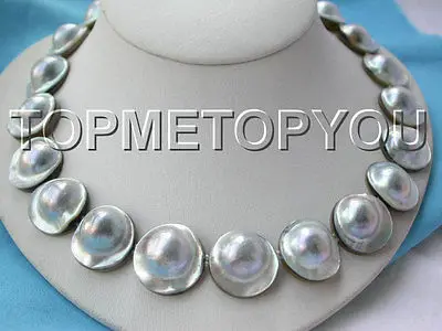 

Free Shipping >> new hot RARE 23mm Gray South sea MABE PEARLS NECKLACE MABE MAGNET CLASP E695