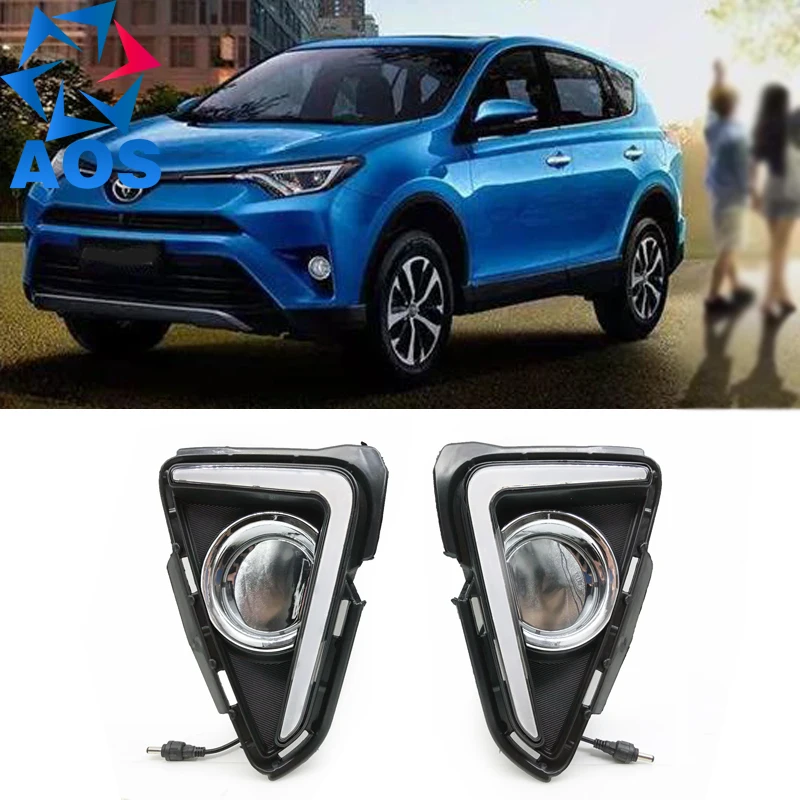 

2PCs/set DRL LED Lamp waterproof Daylight drl Daytime Running lights For Toyota RAV 4 2016 2017 Turning Signal