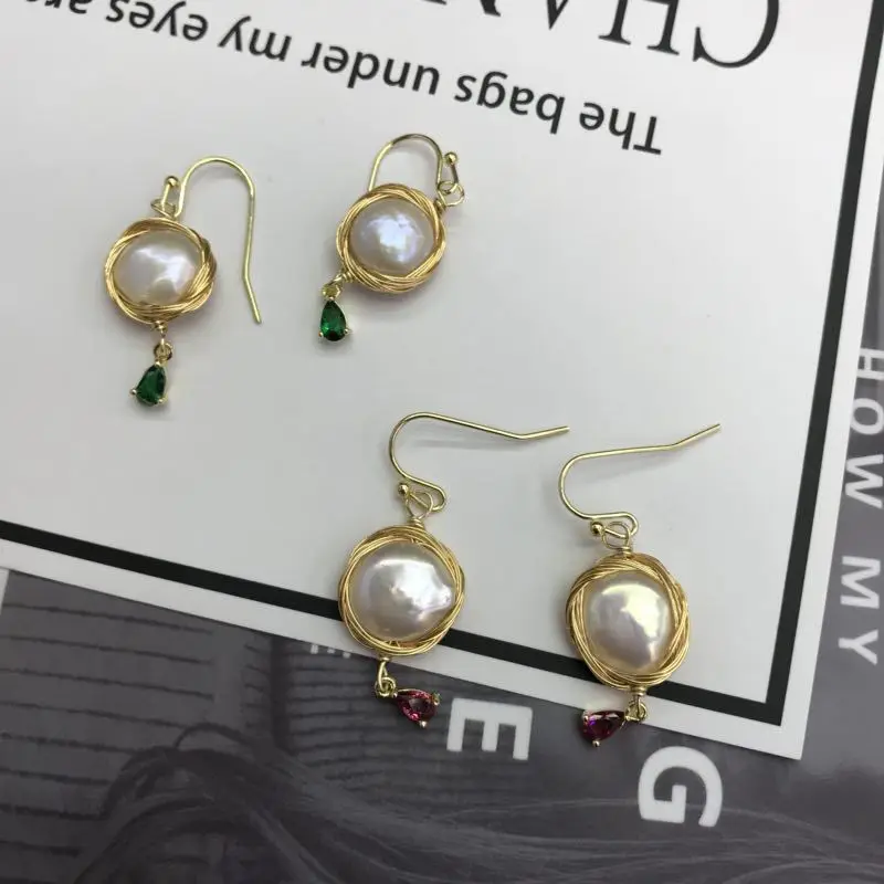 

New type handmade luxury natural pearl earrings necklace set temperament personalized jewelry