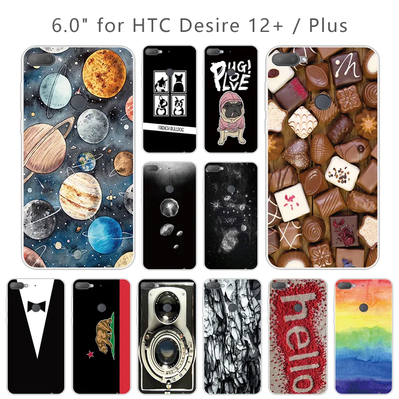 TPU for HTC Desire 12 Plus Fitted Colorful Case 6.0&quot Transparent Ultra Thin Soft Silicone 12+ Back Phone Cover |