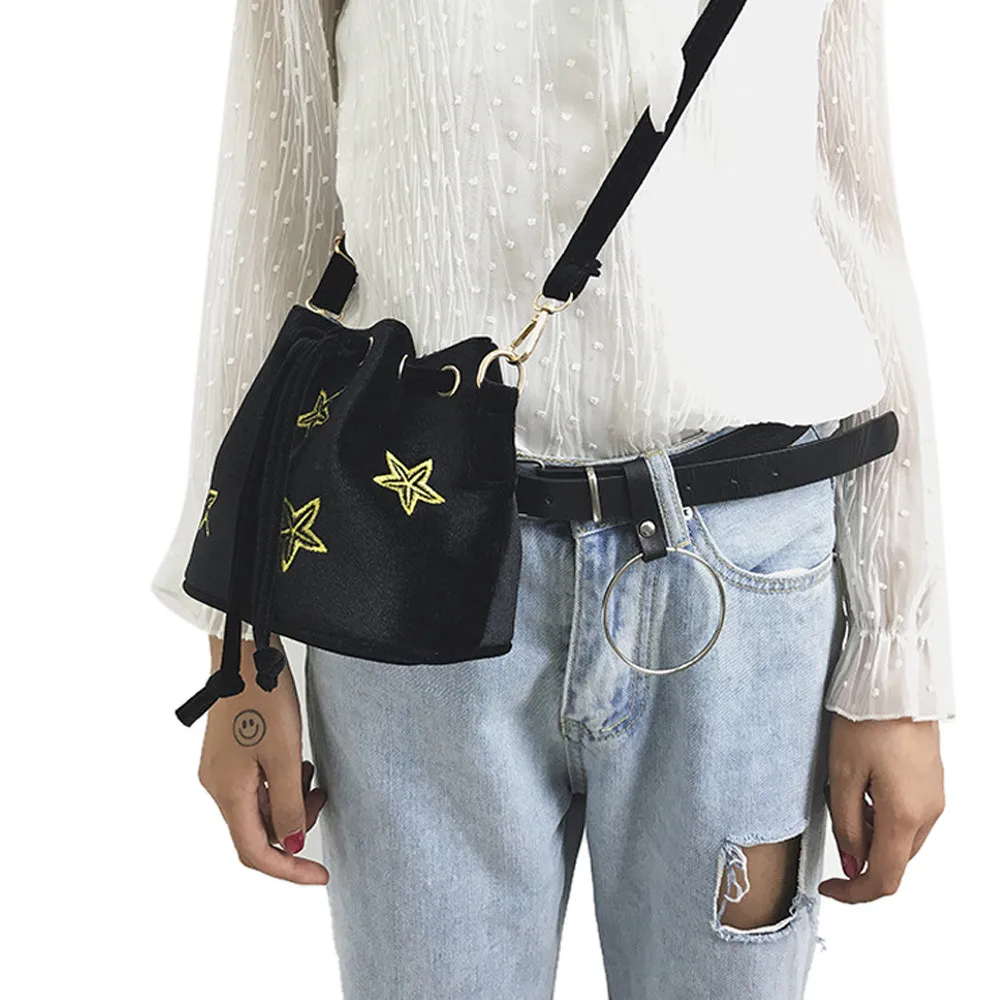 

bags for women 2018 New Women Messenger Bags Bucket Large Capacity Star Pattern Women Shoulder Tote New Body Bag bolsos mujer #8