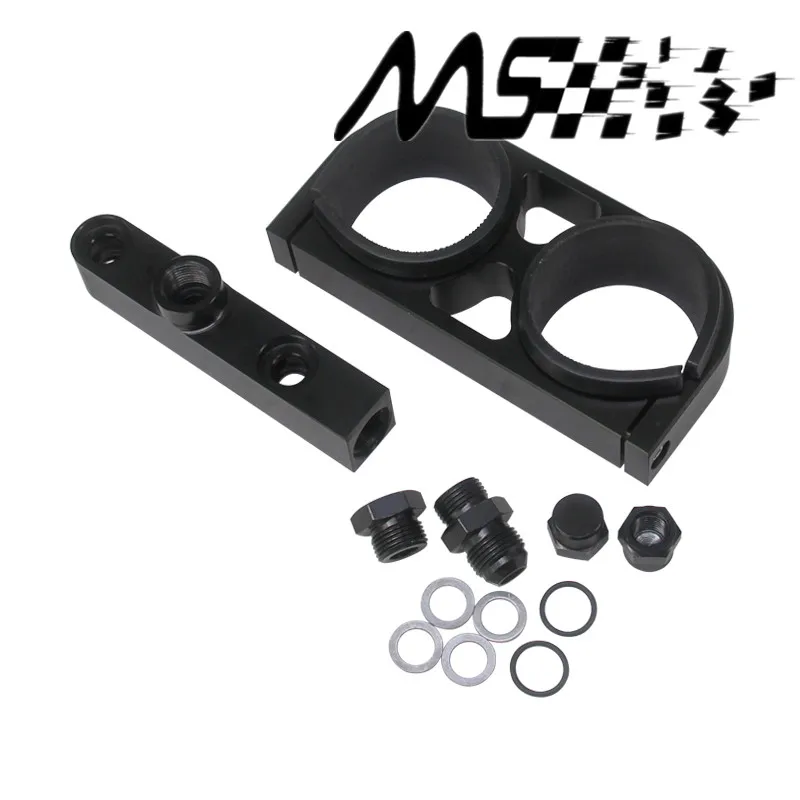 

Alloy Dual Fuel Pump Bracket Billet Assembly Outlet Manifold Suits for 044 Fuel Pump ( black,silver,red,blue)