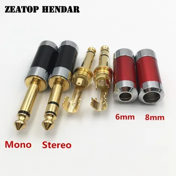 

20Pcs 6.35mm 2 3 Pole Mono / Stereo Audio Jack 6.35 Assembly Guitar Microphone Plug Adapter Solder for 6mm / 8mm Cable Connector