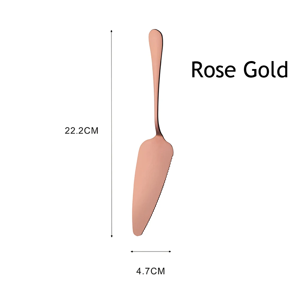 1 шт. Красочные Нержавеющая сталь зубчатые края торт сервер лезвие резак пирог пицца Лопата торт шпатель инструмент для выпечки - Цвет: rose gold
