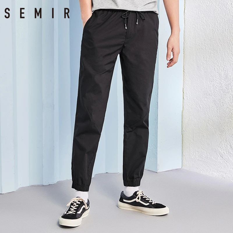 SEMIR брюки мужские повседневные Тонкие штаны для бега однотонные черные