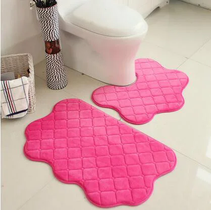 2 шт./компл. абсорбент анти-слип Ванная комната коврики для туалета коврики туалетный коврик Ванная комната Ковер - Цвет: pink grid