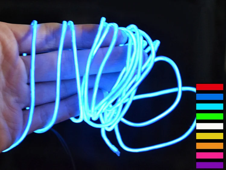 Ice Blue 3M Car LED EL Wire Cold Light Neon Lamp Interior Atmosphere Strip  - eBay