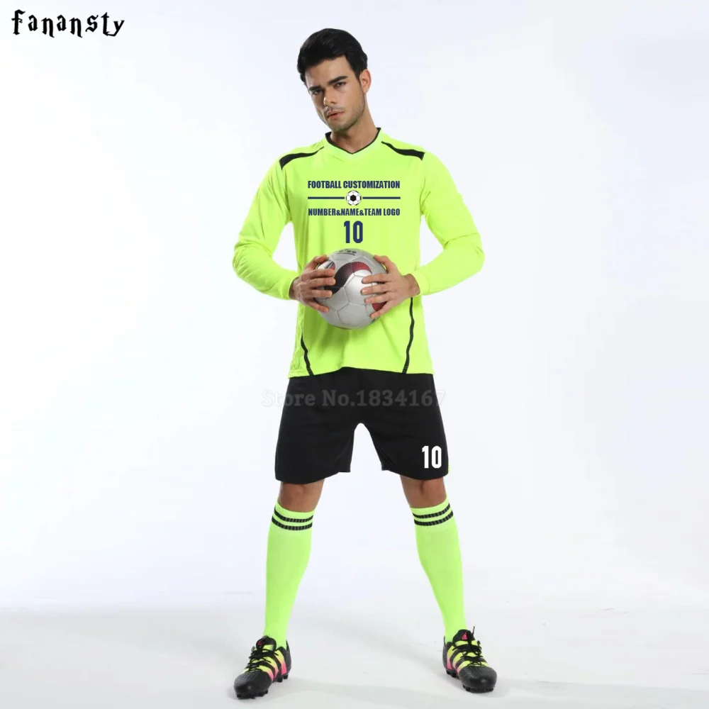 Men soccer jerseys custom football uniforms long sleeve youth adult
