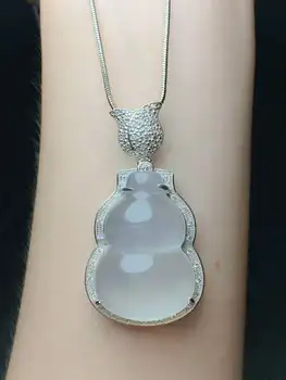 

C1#925 silver inlaid chalcedony high ice pendant, the object is more ice-covered