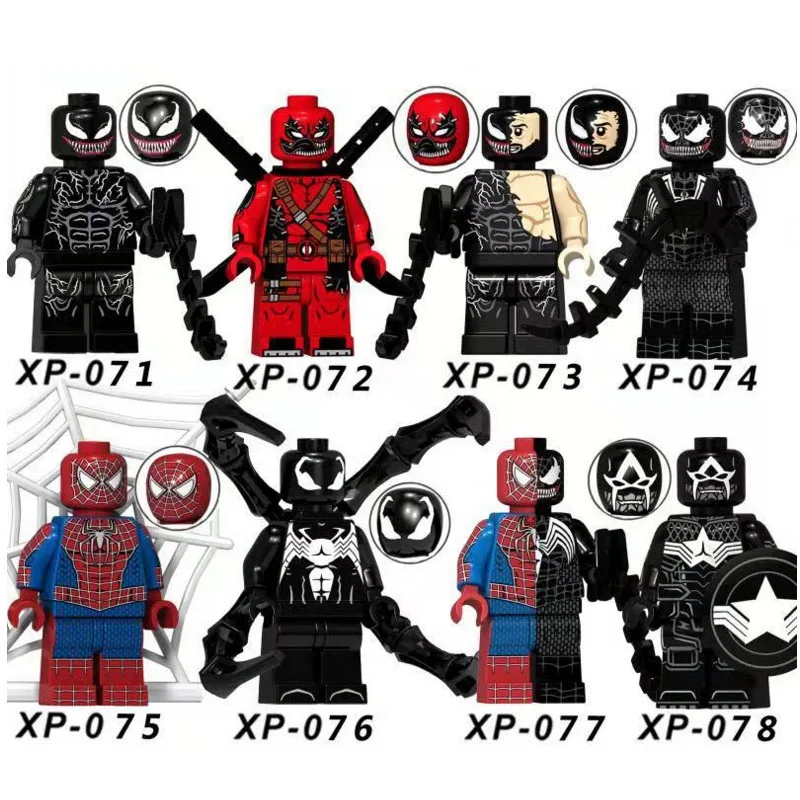 

Single Super Heroes Anti Venom Carnage Iron Man Captain Model Mini Building Blocks Figure Bricks Toy kids gift Compatible Legoed
