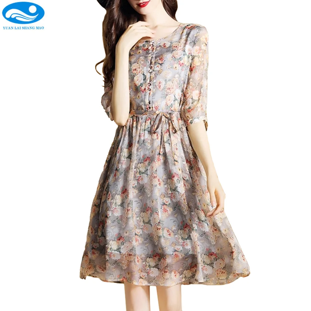 women floral dress 2017 summer dress floral office dress elegant flower printed mini patry