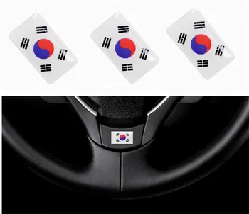 

100~10000pcs Interior Korea Flags Car Steering Wheel Sticker Emblems Decorations South Korea Flag Audio Window Lift Car Styling
