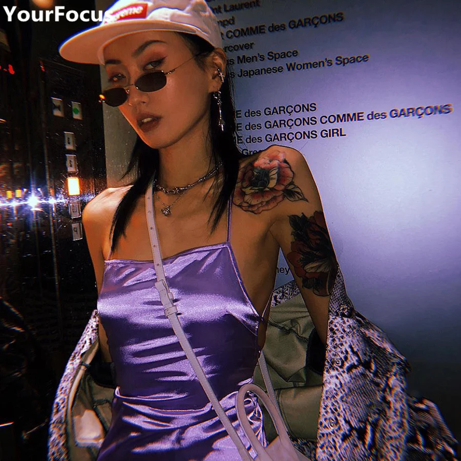 

Harajuku vintage retro sexy backless purple solid halter women long dresses YQ-802