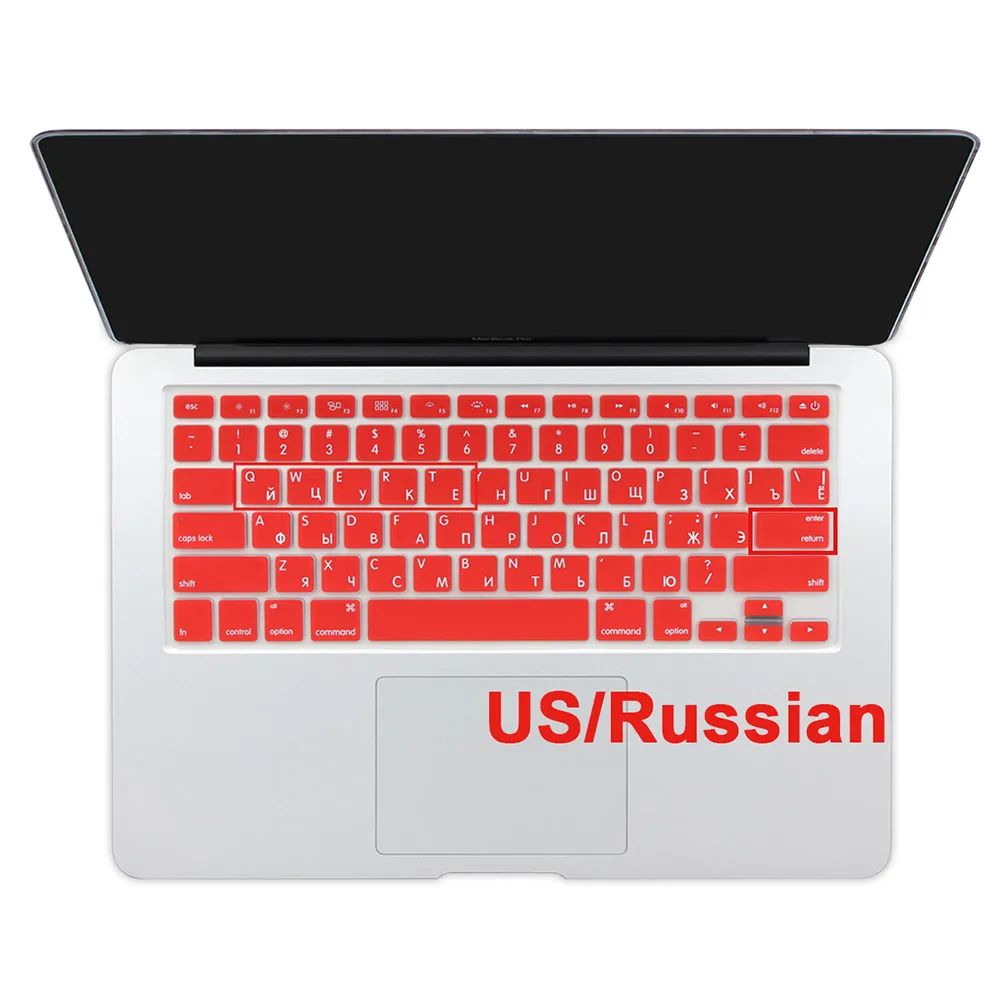 США введите русский алфавит силиконовый чехол для клавиатуры MacBook Air 13 Pro 13 15 17 дюймов retina A1466 A1502 A1398 - Цвет: red