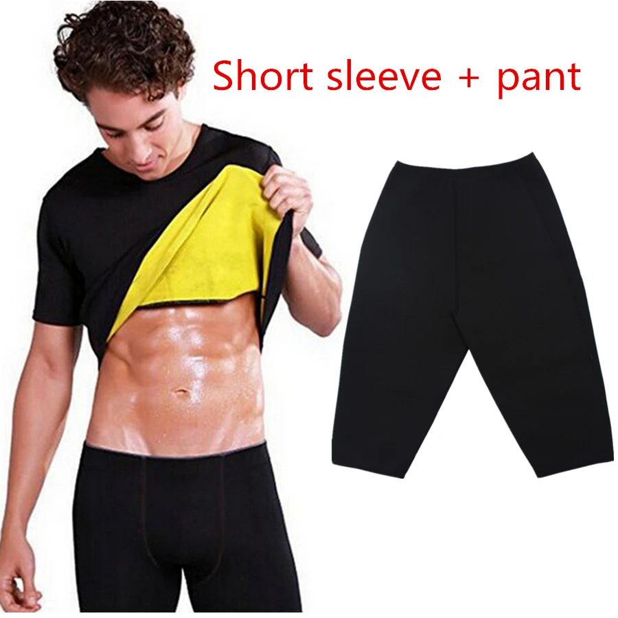 

Body Shapers Slimming T-Shirt Sauna Control Pant Neoprene Shapewear Waist Trimmer Men Pant Weight Loss Fat Burning Plus Size