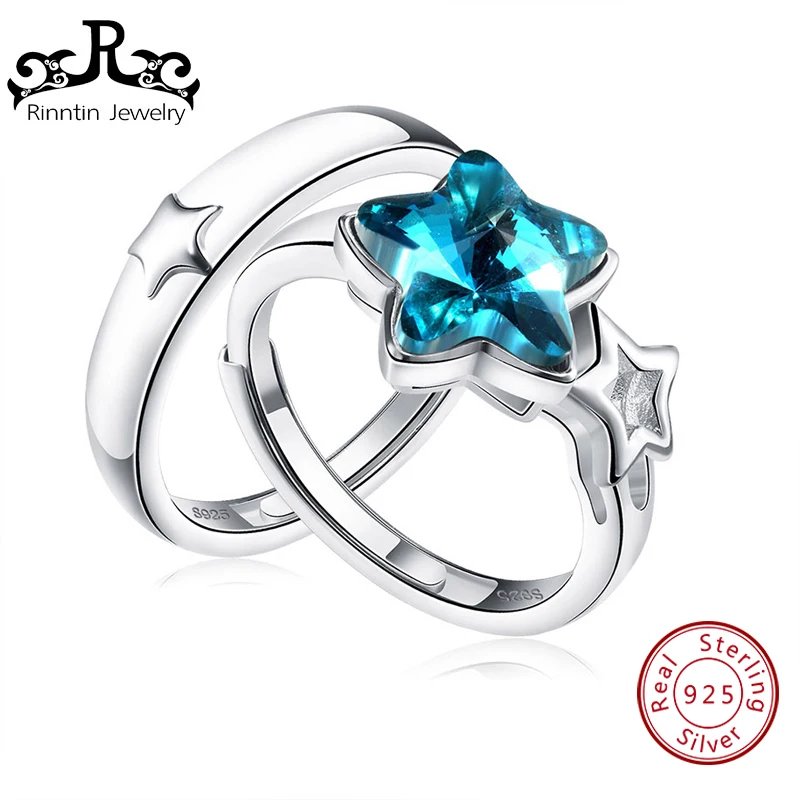 

Rinntin Sterling Silver S925 Adjustable Party Star Rings for Women Lovers Couple Ring Anniversary Gift Fine Jewelry TSR23