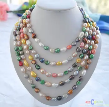 

new 100" 8-9mm multicolor baroque freshwater pearl necklace