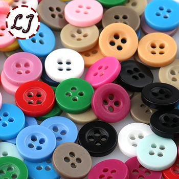 

100pcs/lot Resin Sewing Button Round Four Holes 8.75mm( 0.34in) Dia accessory scrapbooking for child cloth Candy color