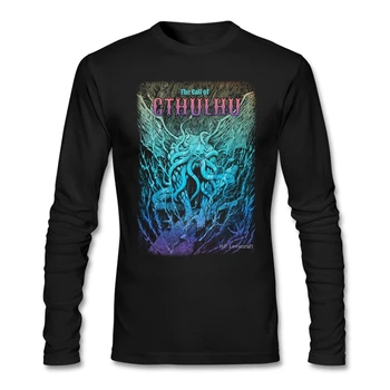

Vintage Style Men A Beast Nightmare Of Cthulhu Retro Tee Shirts Funky Spring Navy t-shirts For Teenage Tops Classic Collar