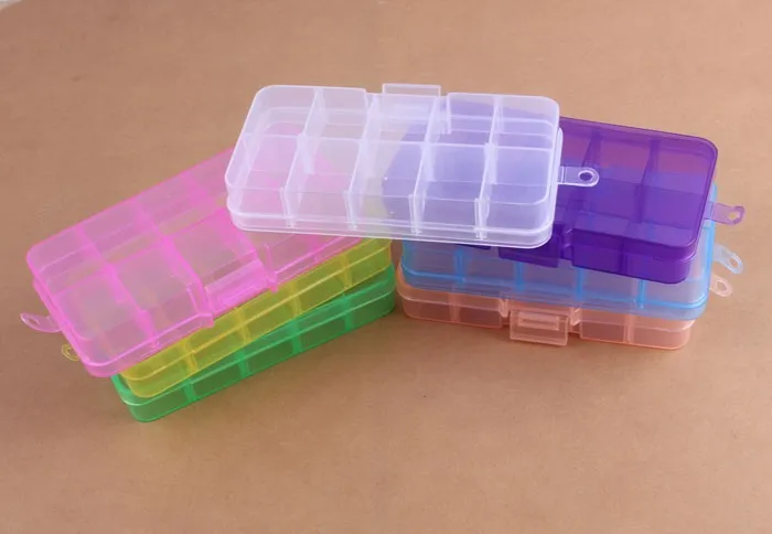 1pcs 10 Slot Jewelry Rectangle Display Storage beads Organizer Case Box