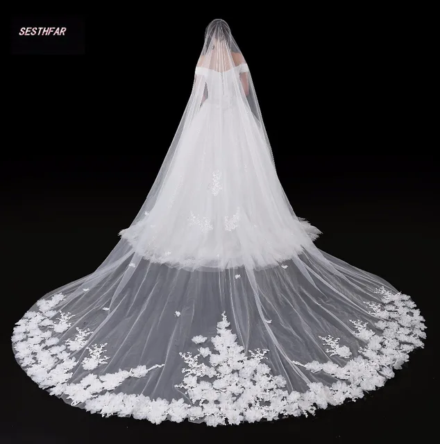 High Quality New Pattern The Veil Wedding Dress Overlength Princess High Quality New Pattern The Veil Wedding Dress Overlength Princess Lace Long Tailing Monolayer Bride