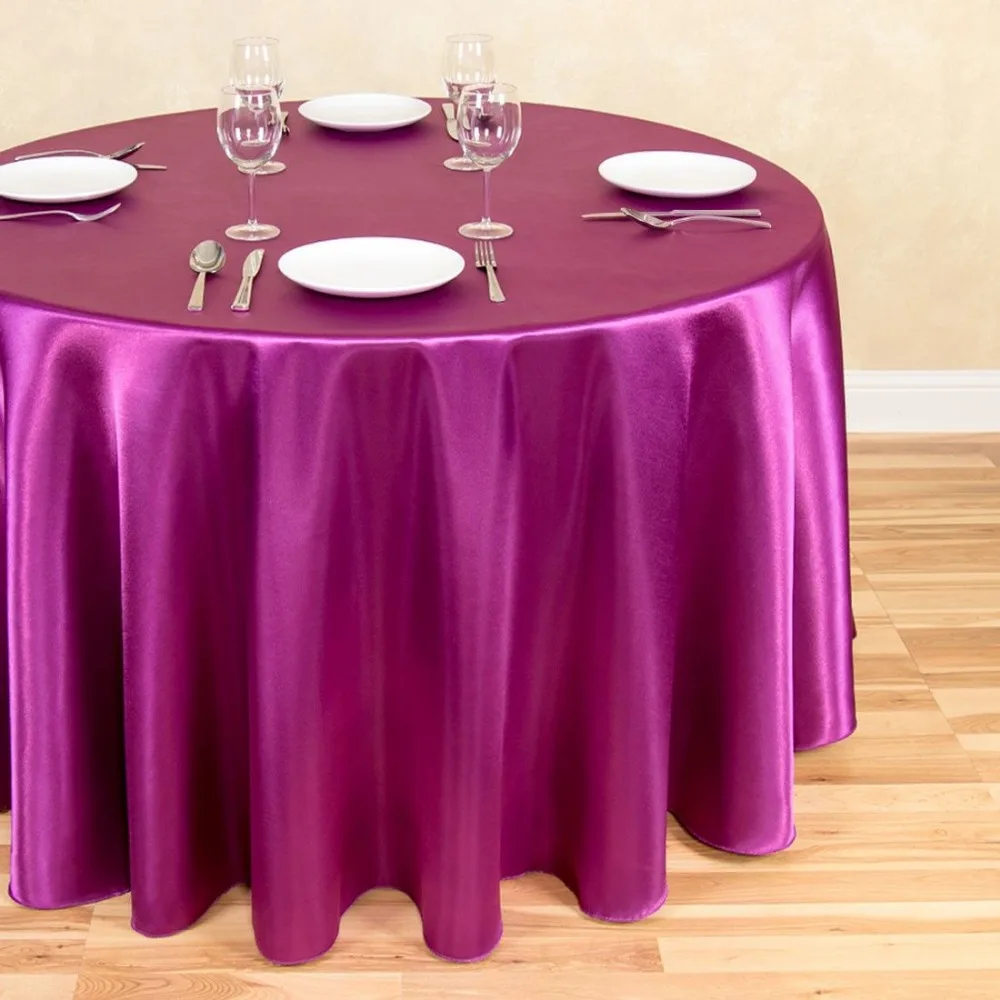 10Pcs Purple Wine 70" Round Elegant Satin Tablecloths Table Decoration