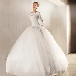 Vestido де Noiva новинка Casamento линии принцесса с рукавами халат де свадебная свадебное платье кружева свадебное платье 2016 OH90992