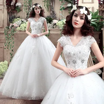 

2020 Elegant Ball Gown Wedding Dress Vestido De Novia Cap Sleeve V Neck Hochzeitskleid Lace Bridal Gowns Dresses China