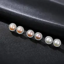 [MeiBaPJ] натуральный жемчуг R серьги-гвоздики Настоящее серебро 925 проба модные серьги для женщин SY