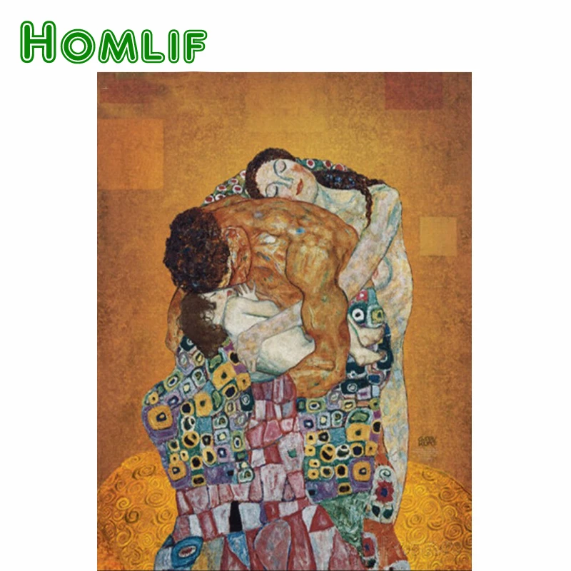 

HOMLIF Diamond Painting Cross-Stitch Happy Family DIY Diamond Embroidery Klimt painting 3D Mosaic Picture Crafts Kits Decor