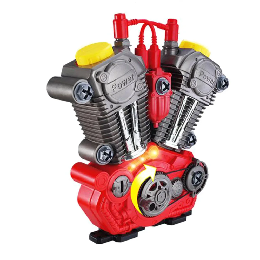 Children Toys Motorcycle Engine Overhaul Play Set With Light Sound DIY