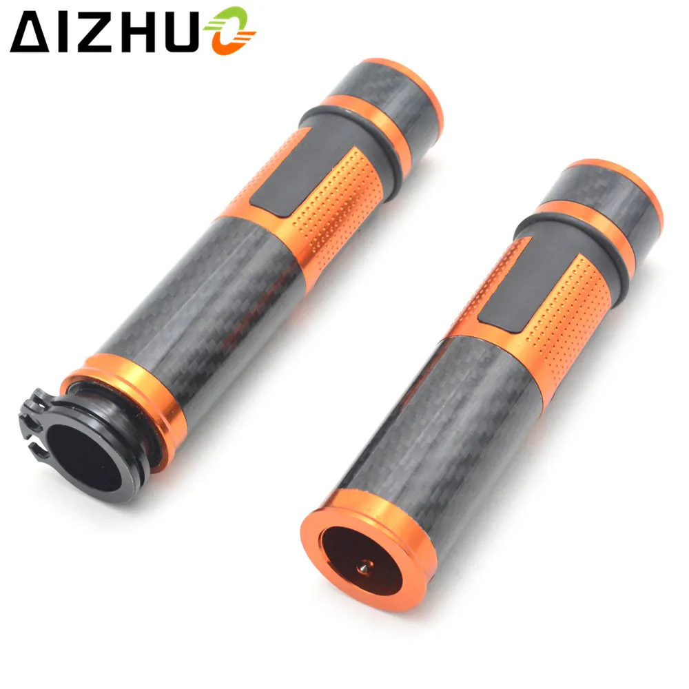 7/8" 22mm Universal Motorcycle Handlebar Handle Grip Carbon Fiber CNC Aluminum For Honda Suzuki Yamaha Kawasaki KTM Benelli BMW