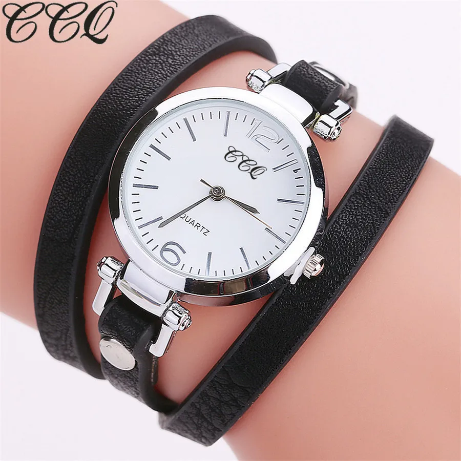CCQ брендовые модные часы-браслет с кожаным ремешком женские кварцевые часы повседневные роскошные женские наручные часы Relogio Feminino горячая распродажа - Цвет: black