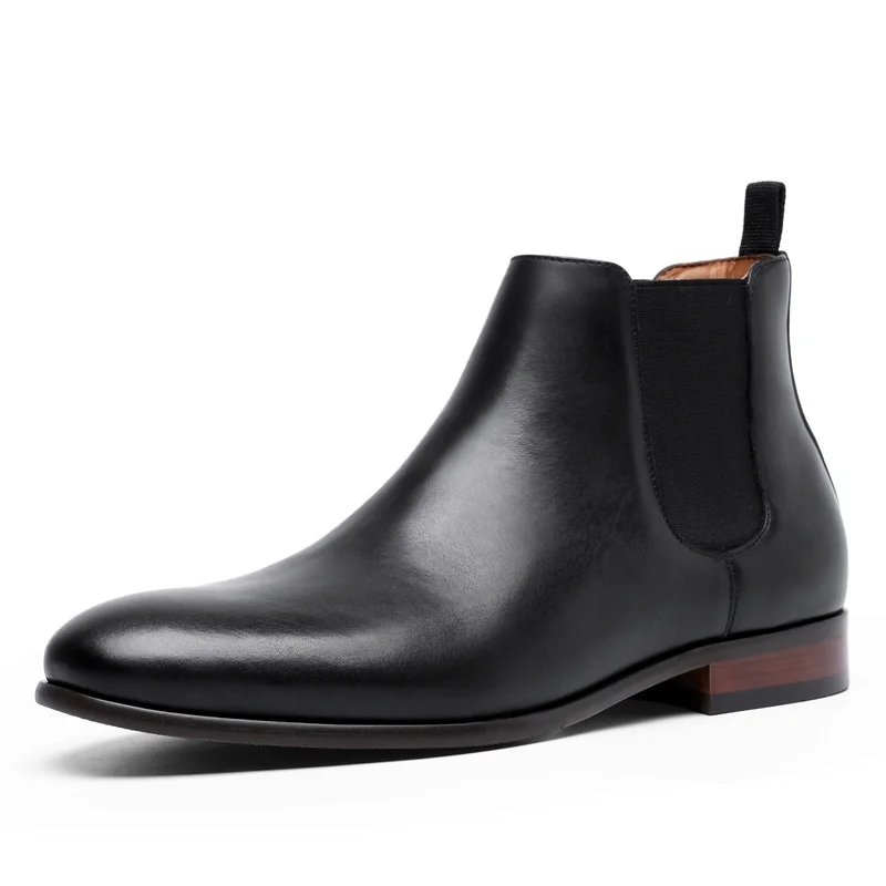 NPEZKGC Spring Autumn Men's Chelsea Boots Leather Casual Shoes Male British Style Slip-on Wedding Dress Short Boot For Man