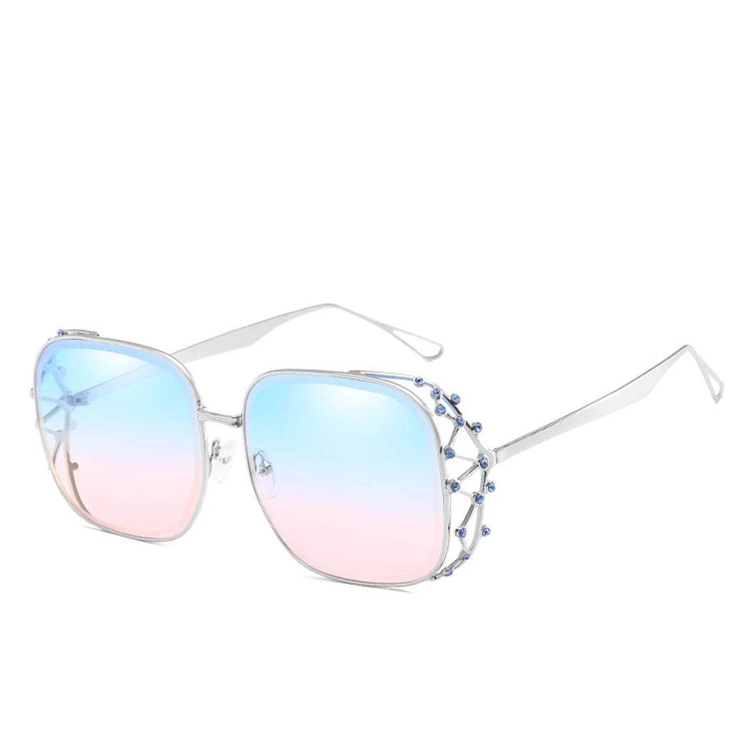 Женские солнцезащитные очки больших размеров, модные брендовые стразы, квадратные солнцезащитные очки в стиле стимпанк, полые Солнцезащитные очки