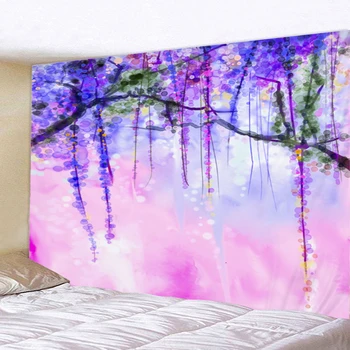 

Romantic Purple Crystal Vine Plant Polyester Wall Hanging Tassel Indian Toalla Mandala Boho Yoga Matt Table Cloth Tapestry