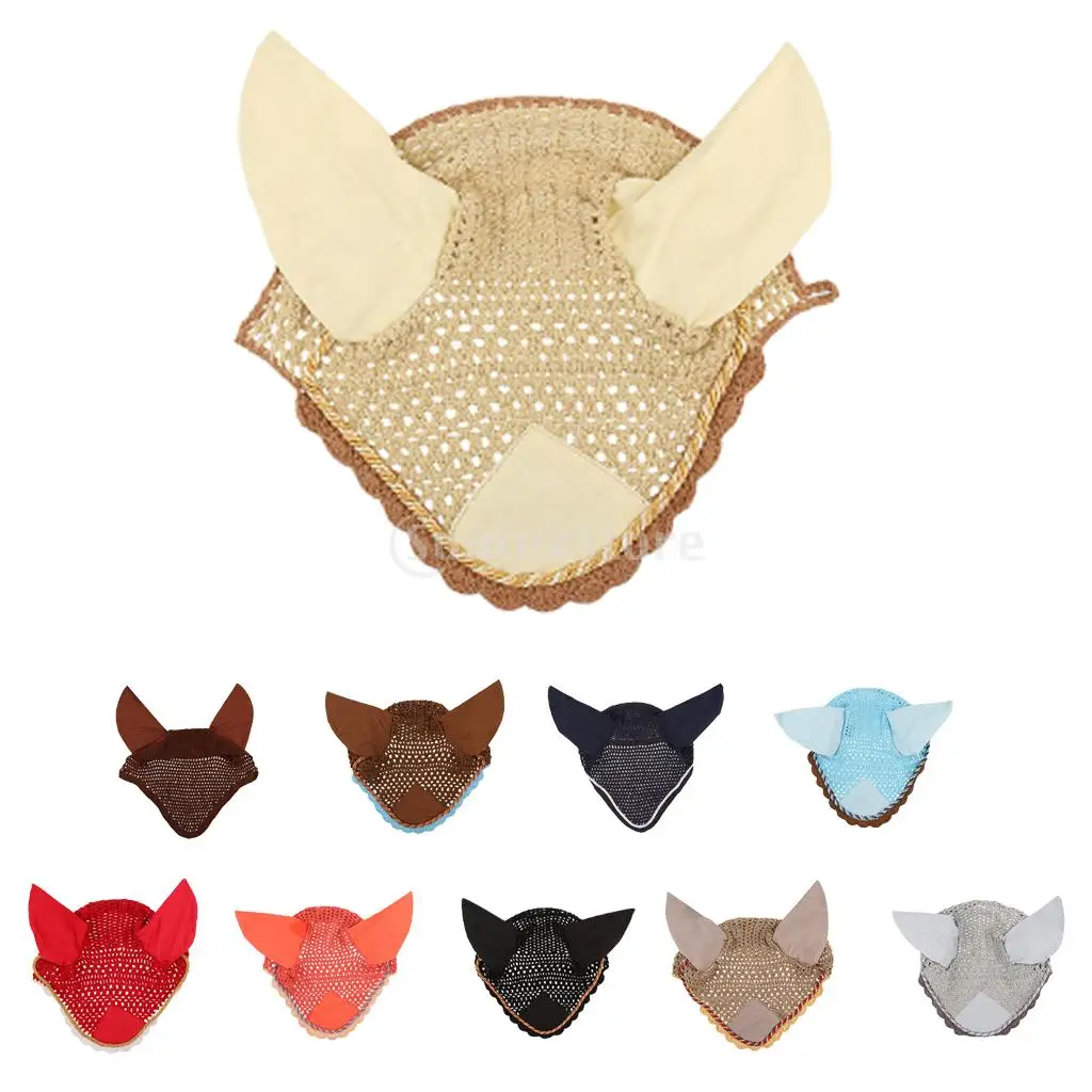 

MagiDeal Horse Crochet Fly Veil Breathable Cotton Ear Net / Bonnet / Hood - Various Colors