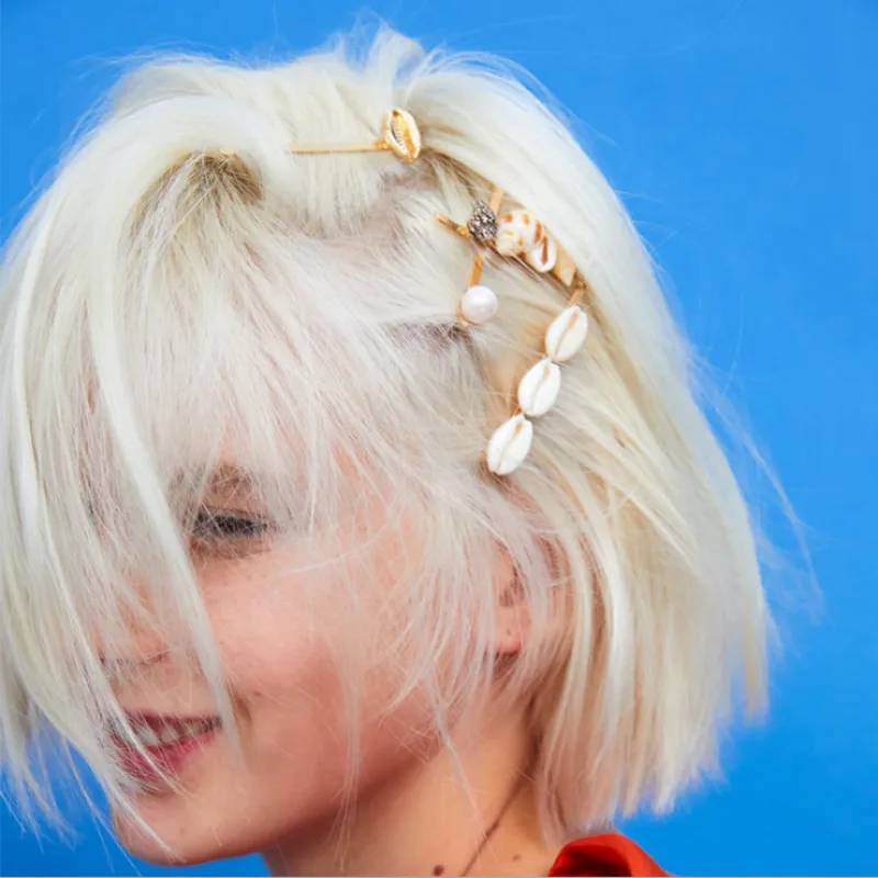 

SHIFEEL 2019 New Fashion Retro Bohemia Beach holiday beach style Shell Hair clip sets Pearls Side Clip For Women Hairwear