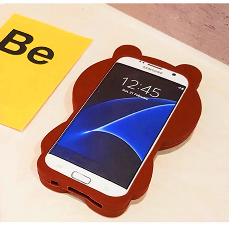 South Korea Cartoon Bear Silicone Protective Case For S9/S8 plus S7/S6 edge S5 S4 S3 Note3/4/5 J3 J5 J7 A3 A5 A7 Soft Cover Capa