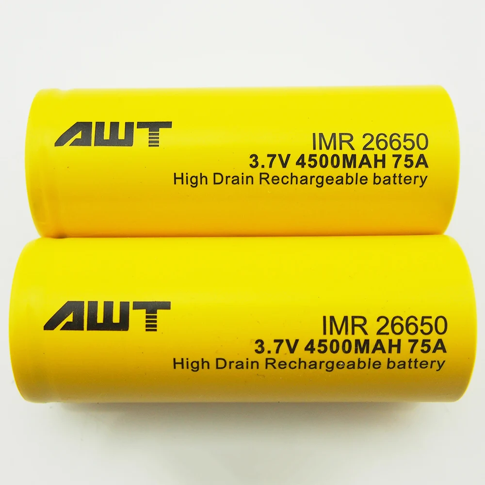 AWT 26650 механический мод батарея 4500mAh 75A Vape перезаряжаемая батарея 26650 светодиодный светильник-вспышка поисковый светильник 26650 батарея W048