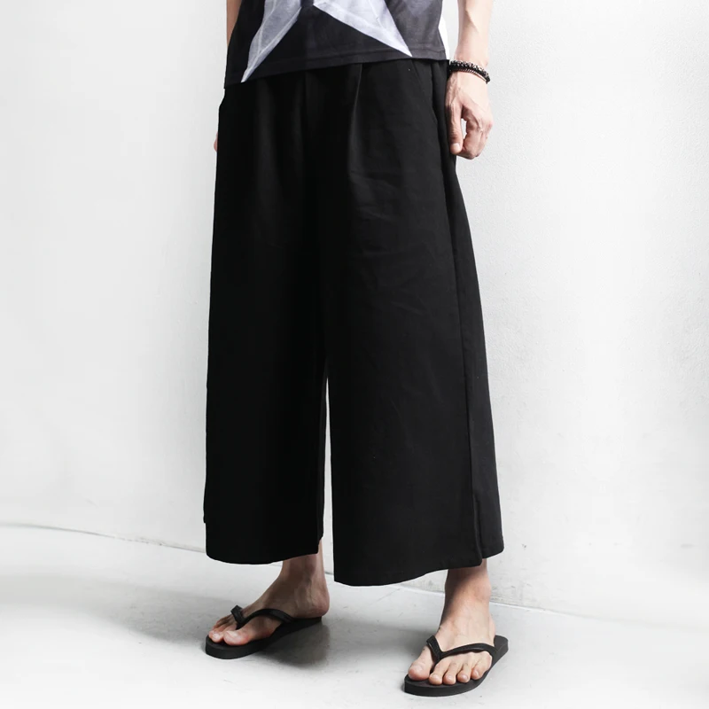 Brand Ankle Length Cuffs Loose Mens Jeans Wide Leg Plus