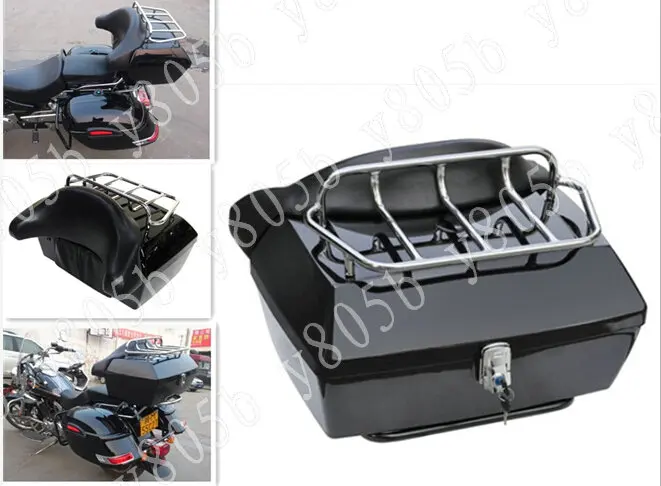 Motorcycle Trunk Tail Box Luggage With Top Rack Backrest For Honda Rebel CMX 250 CA125 450 Gold Wing GL1500 GL1800 SHADOW |