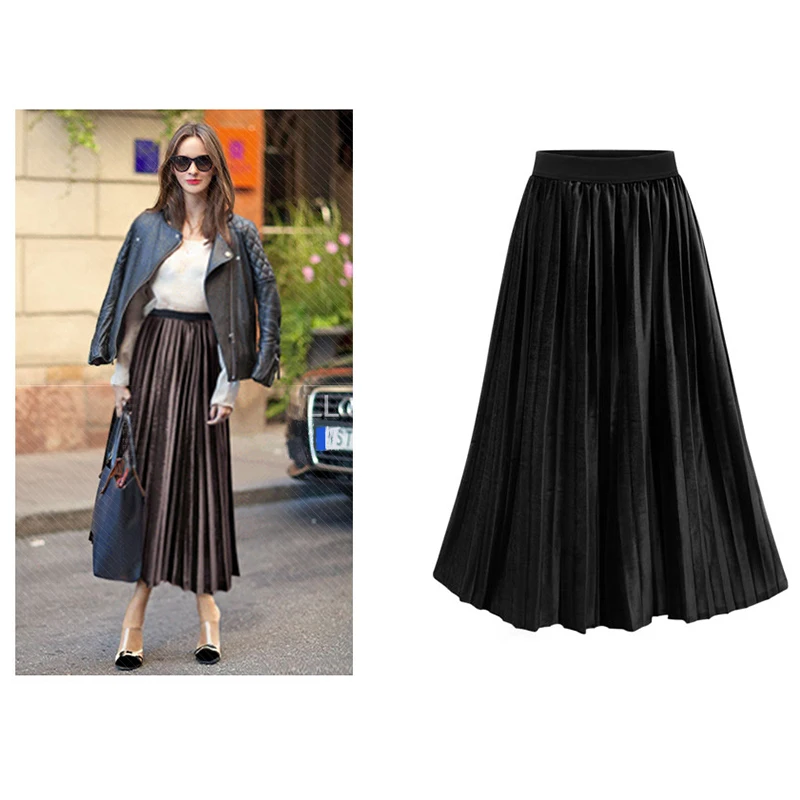 Women Skirts 2019 Streetwear Style Midi Pleated Skirt Women Elastic Waist Chiffon Skirts Womens High Quality faldas Women Skirts 2019 Streetwear Style Midi Pleated Skirt Women Elastic Waist Chiffon Skirts Womens High Quality faldas