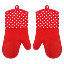 1 пара перчаток кухонные инструменты для выпечки микроволновой печи Жаростойкие силиконовые, красные