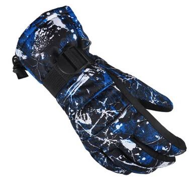 Уличные мужские перчатки для катания на лыжах, перчатки для сноуборда, женские перчатки для снегохода, мотоцикла, Зимние перчатки для катания на лыжах, альпинизма, водонепроницаемые теплые перчатки для снега - Цвет: Black Blue