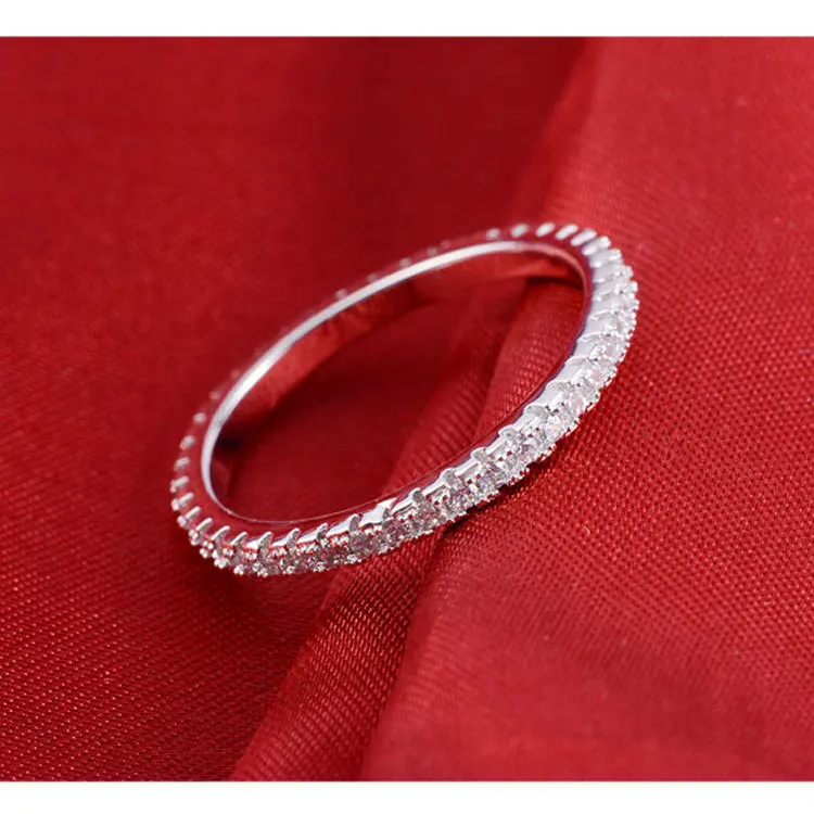 Dossy изделия Три Цвета 0.23Ct синтетических алмазов Обручение обручальное кольцо стерлингового серебра 925 белого золота Цвет кольцо для Для женщин