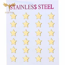 12pairs/lot Wholesale Star Earrings Set Man Woman Girl Stud Earring Gold Stainless Steel Jewelry Fashion Jewellery