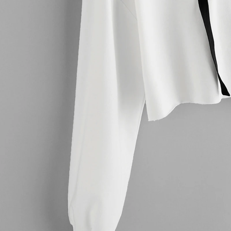 SweatyRocks белая капля плеча короткое худи Женская Письмо печати с длинным рукавом повседневное пуловеры для женщин толстовка осень 2018 г. Топ