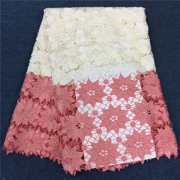 

2019 High Quality African water soluble lace Fabric With Stone Embroidery French Net Lace For Women dress