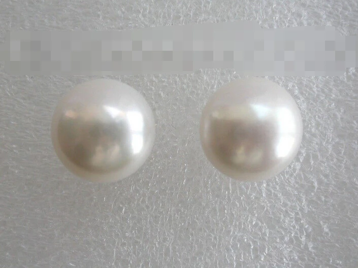 

hot sell new - free shipping 00286 round white freshwater cultured pearl earrings